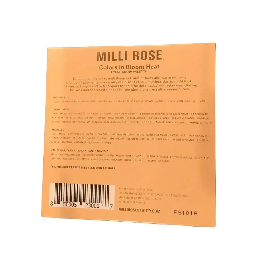 MILLI ROSE PALETTE In BLOOM HEAT eyeshadow New Sealed Never Opened